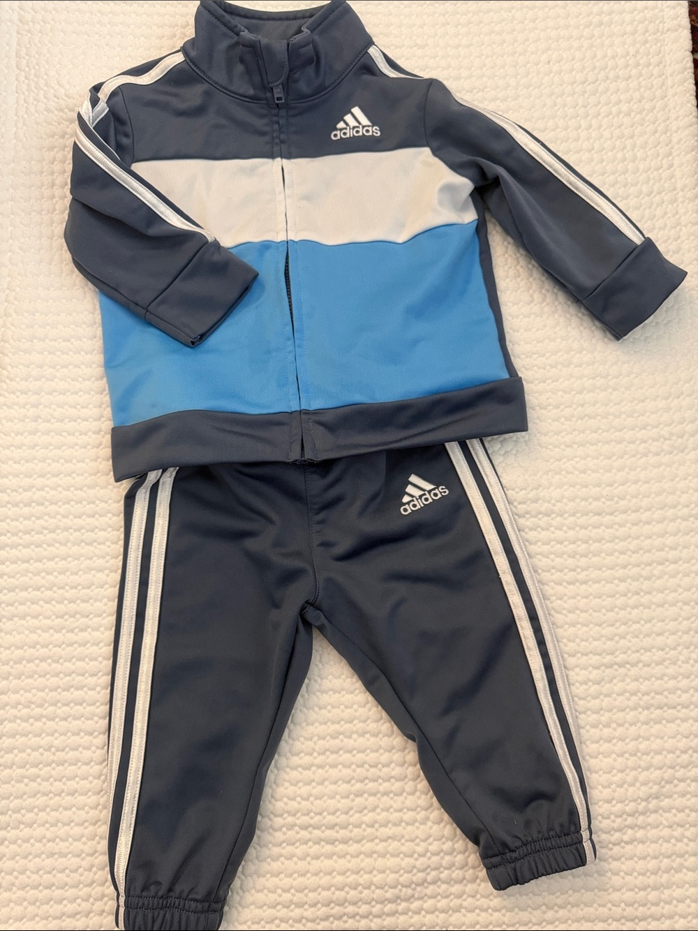 Adidas Navy, Light Blue & White Kids Track Suit